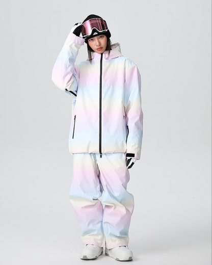 Ski Wear Rainbow Colors Snow Jacket&amp;Pants Suit - Women&