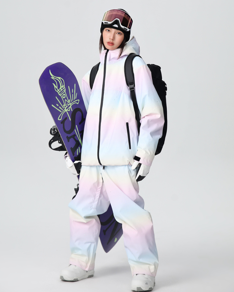 Ski Wear Unisex Rainbow Colors Snow Jacket&Pants Suit