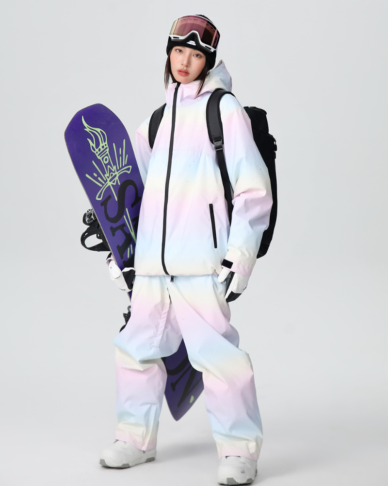 Ski Wear Rainbow Colors Snow Jacket&amp;Pants Suit - Women&