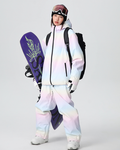 Ski Wear Rainbow Colors Snow Jacket&amp;Pants Suit - Women&