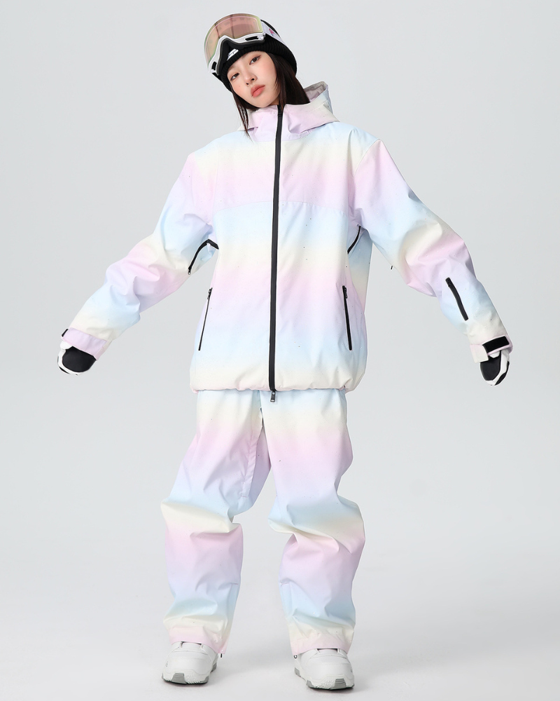 Ski Wear Unisex Rainbow Colors Snow Jacket&Pants Suit