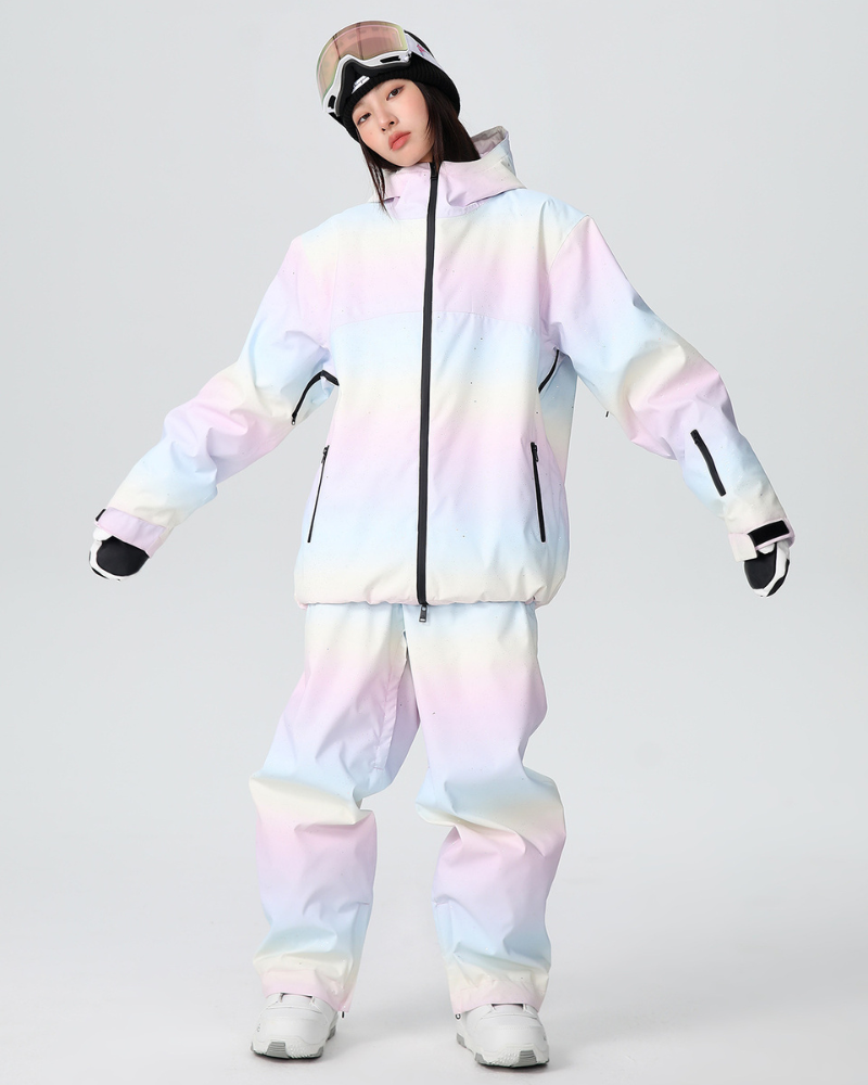 Ski Wear Rainbow Colors Snow Jacket&amp;Pants Suit - Women&