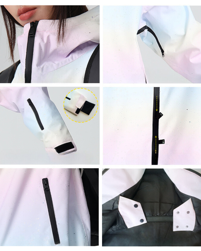 Ski Wear Rainbow Colors Snow Jacket&amp;Pants Suit - Women&