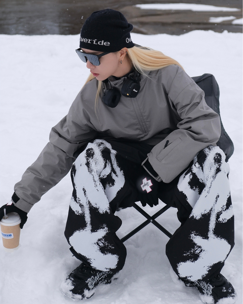 Ski Wear Waterproof Black White Graffiti Ski Pants