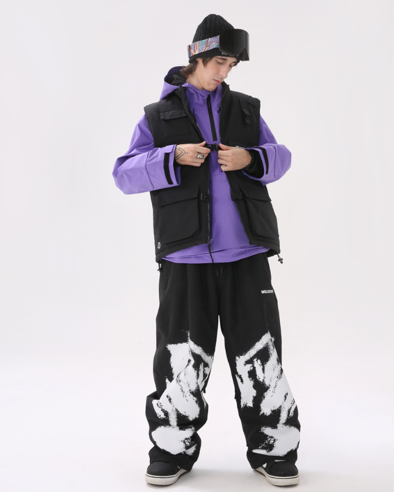 Ski Wear Waterproof Black White Graffiti Ski Pants