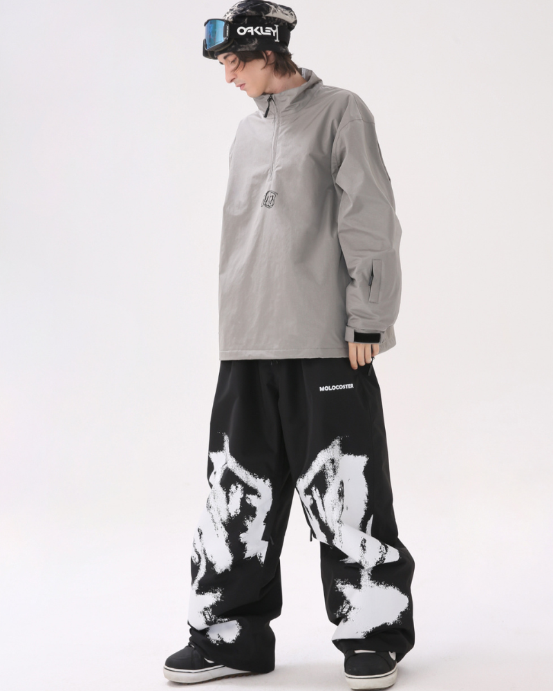 Ski Wear Waterproof Black White Graffiti Ski Pants