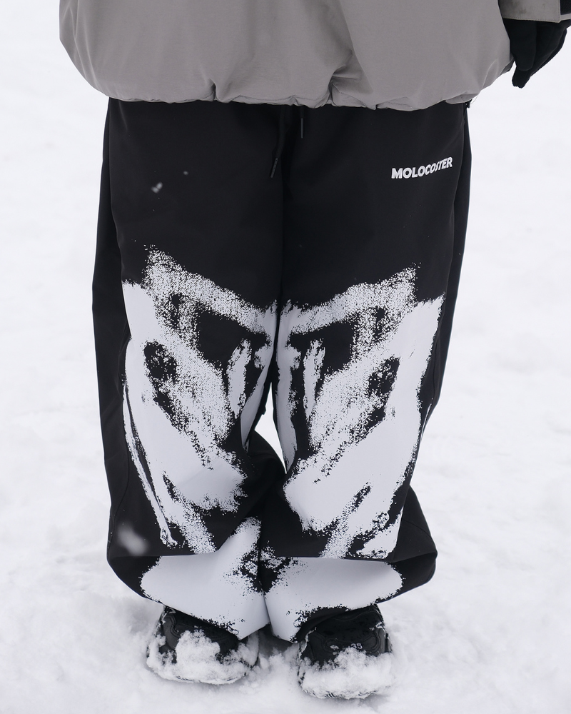 Ski Wear Waterproof Black White Graffiti Ski Pants