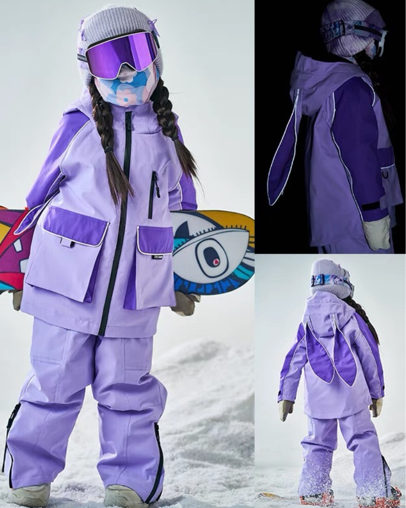 Ski Wear Waterproof Reflective Kids Snow Suit Jacket&Bibs (Single Unit Available)