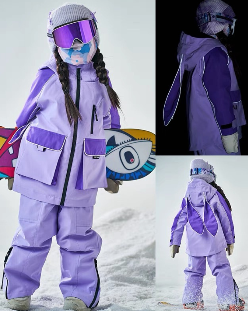 Ski Wear Waterproof Reflective Kids Snow Suit Jacket&amp;Bibs (Single Unit Available)