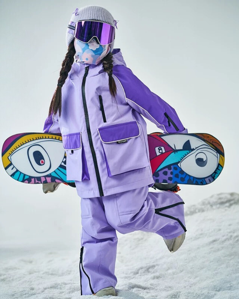 Ski Wear Waterproof Reflective Kids Snow Suit Jacket&Bibs (Single Unit Available)