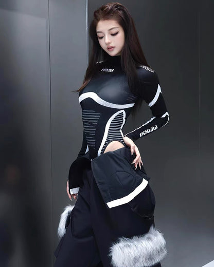 Ski Wear Moisture-Wicking Bodysuit and Leggings Set -Women&