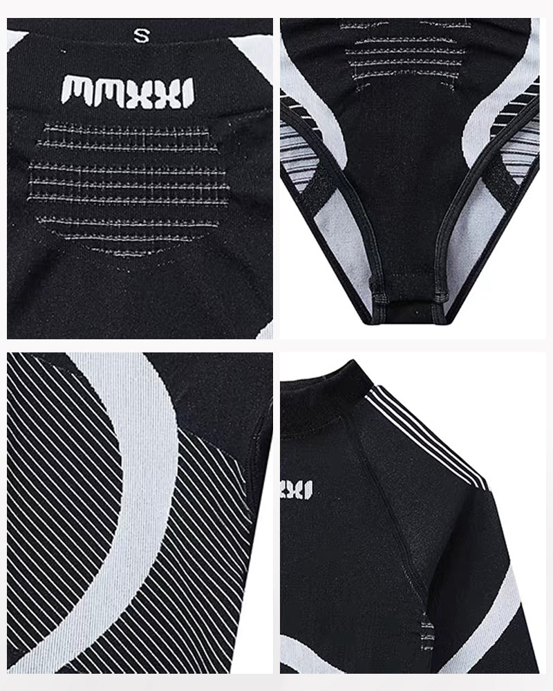 Ski Wear Moisture-Wicking Bodysuit and Leggings Set -Women&