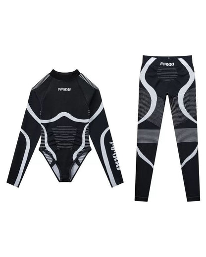 Ski Wear Moisture-Wicking Bodysuit and Leggings Set -Women&