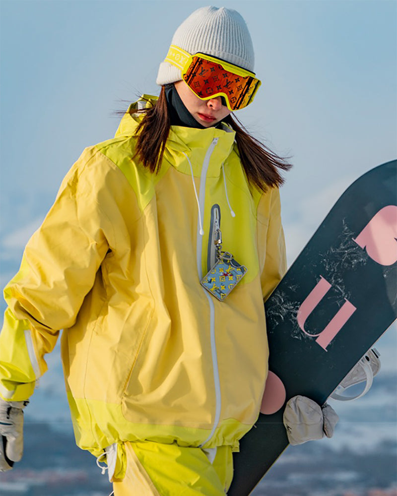 Ski Wear Color Block Unisex Snow Jacket&Pants Suit