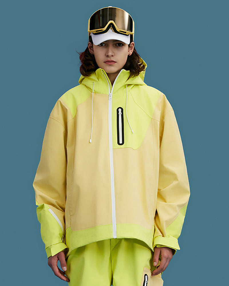 Ski Wear Color Block Unisex Snow Jacket&Pants Suit