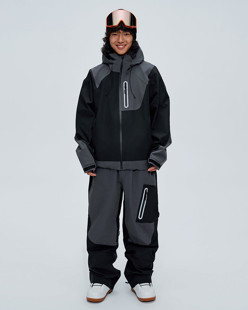 Ski Wear Color Block Unisex Snow Jacket&Pants Suit