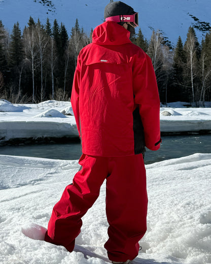 Ski Wear 3L Waterproof Red Colorblock Insulated Snow Suit - Unisex