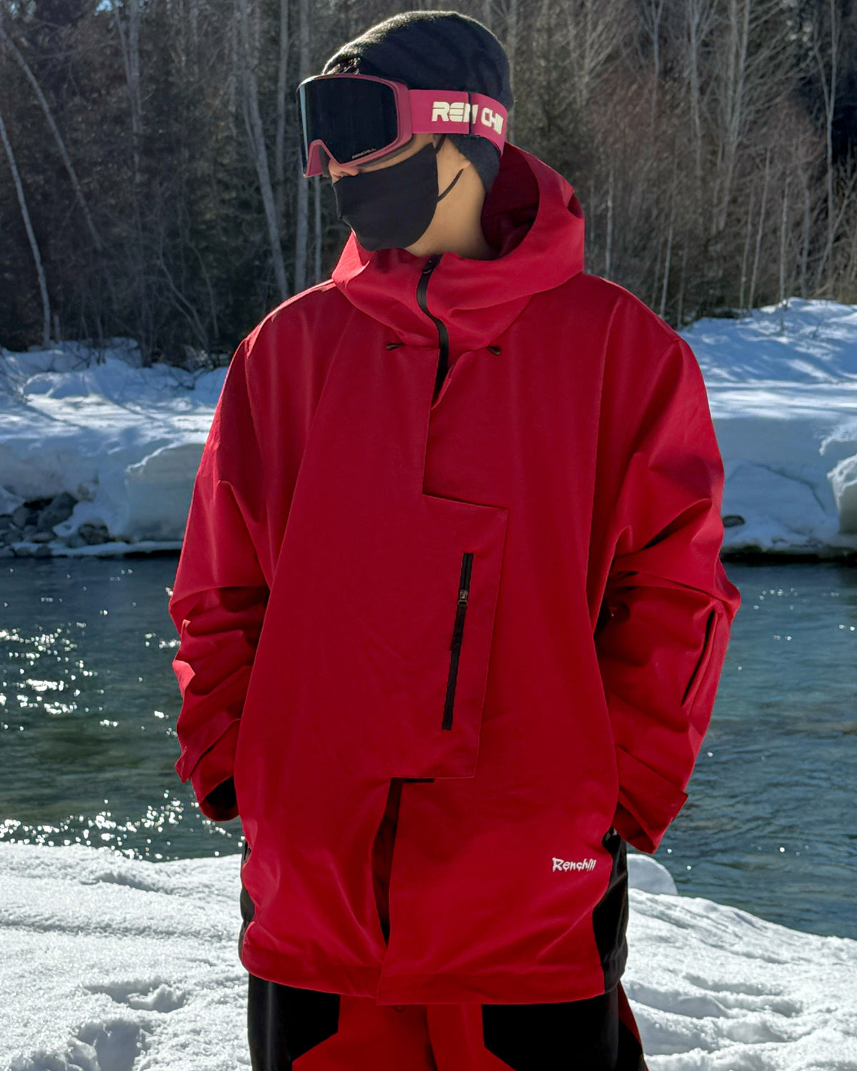 Ski Wear 3L Waterproof Red Colorblock Insulated Snow Suit - Unisex