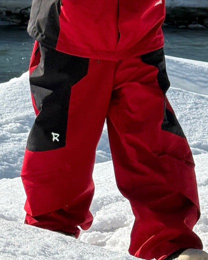 Ski Wear 3L Waterproof Red Colorblock Insulated Snow Suit - Unisex