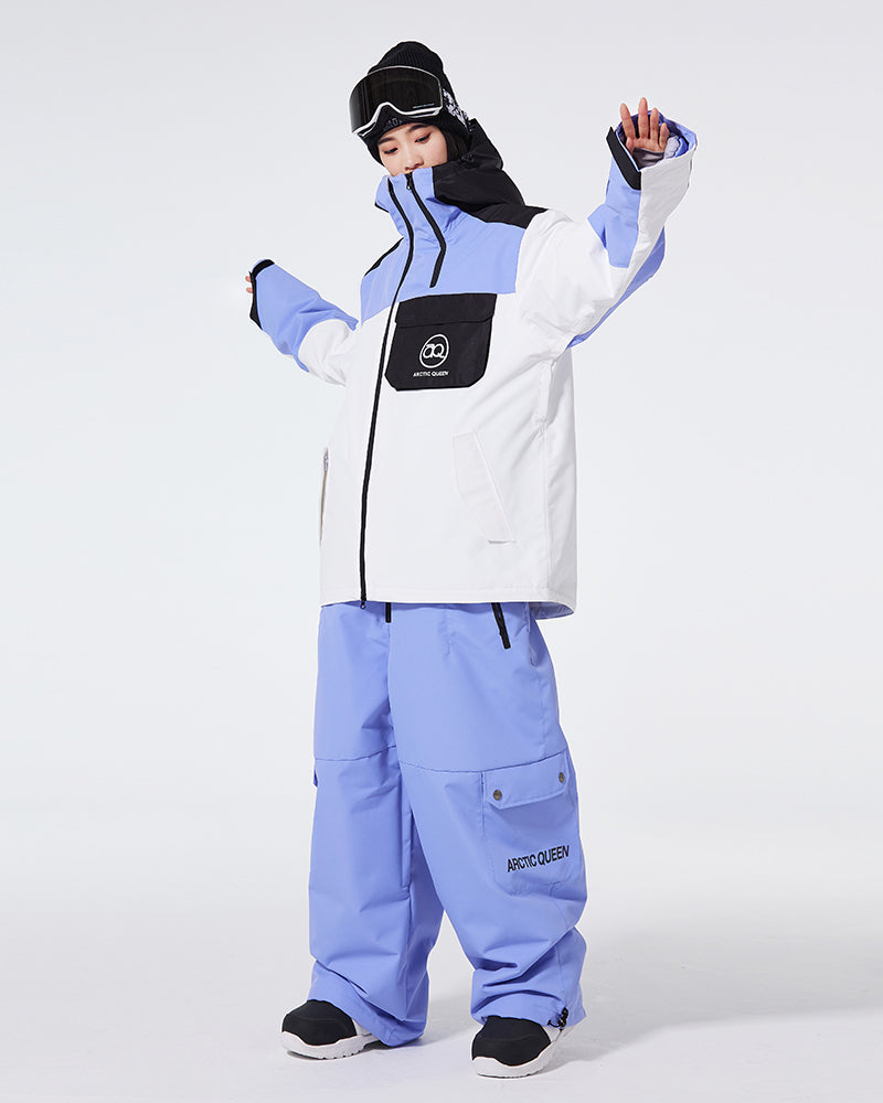 Ski Wear Waterproof Cargo Snow Jacket&amp;Bibs Suit -Unisex