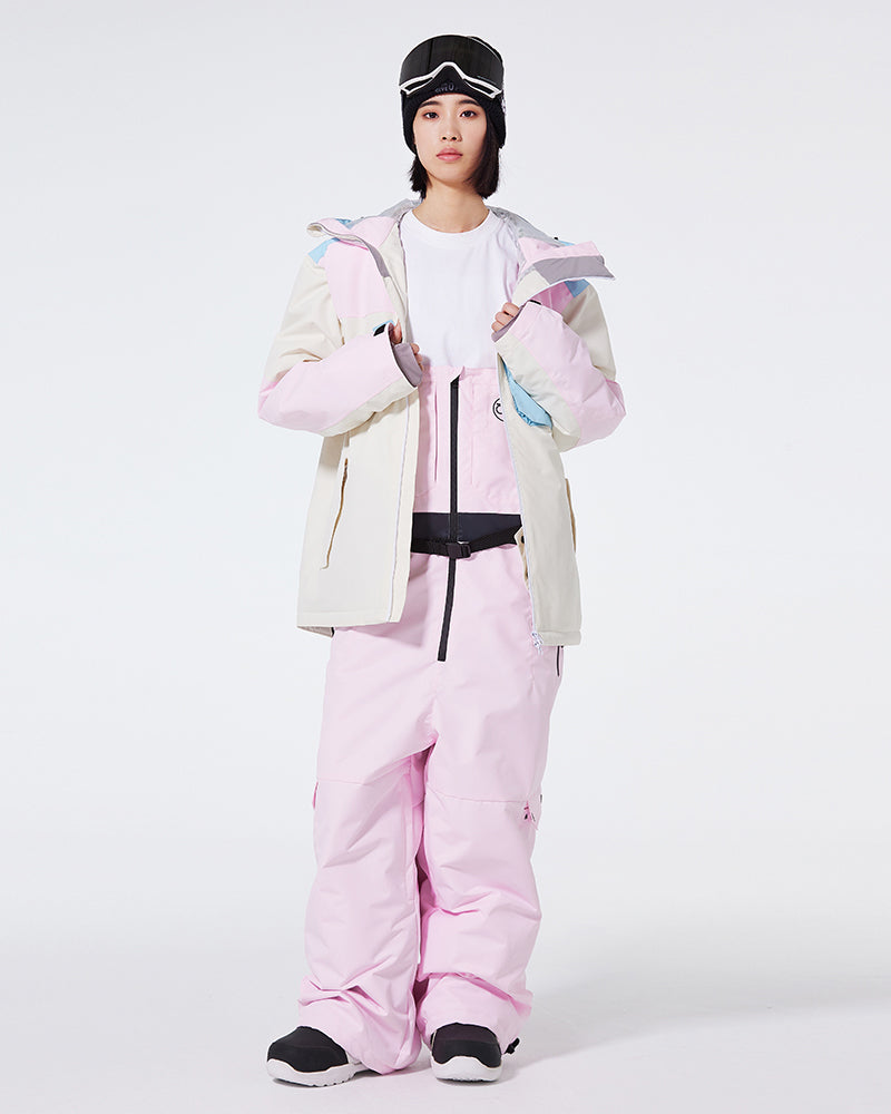 Ski Wear Waterproof Cargo Snow Jacket&amp;Bibs Suit -Unisex
