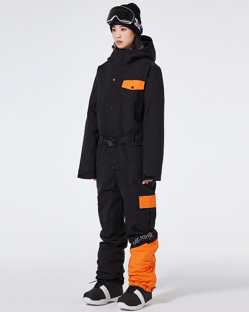 Ski Wear Color Block Thickened Unisex Jumpsuit Snow Suit