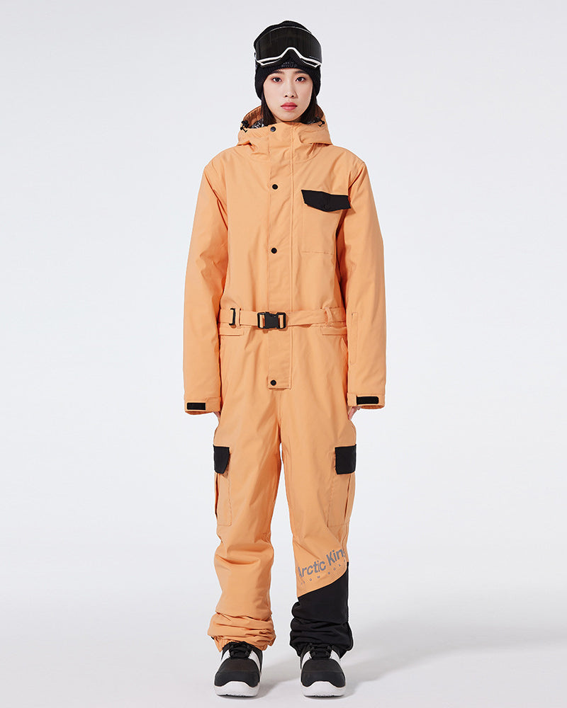 Ski Wear Color Block Thickened Unisex Jumpsuit Snow Suit