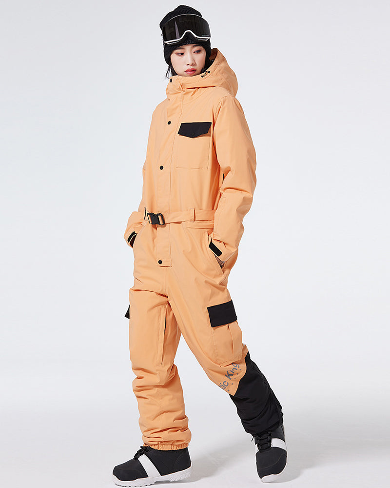 Ski Wear Color Block Thickened Unisex Jumpsuit Snow Suit