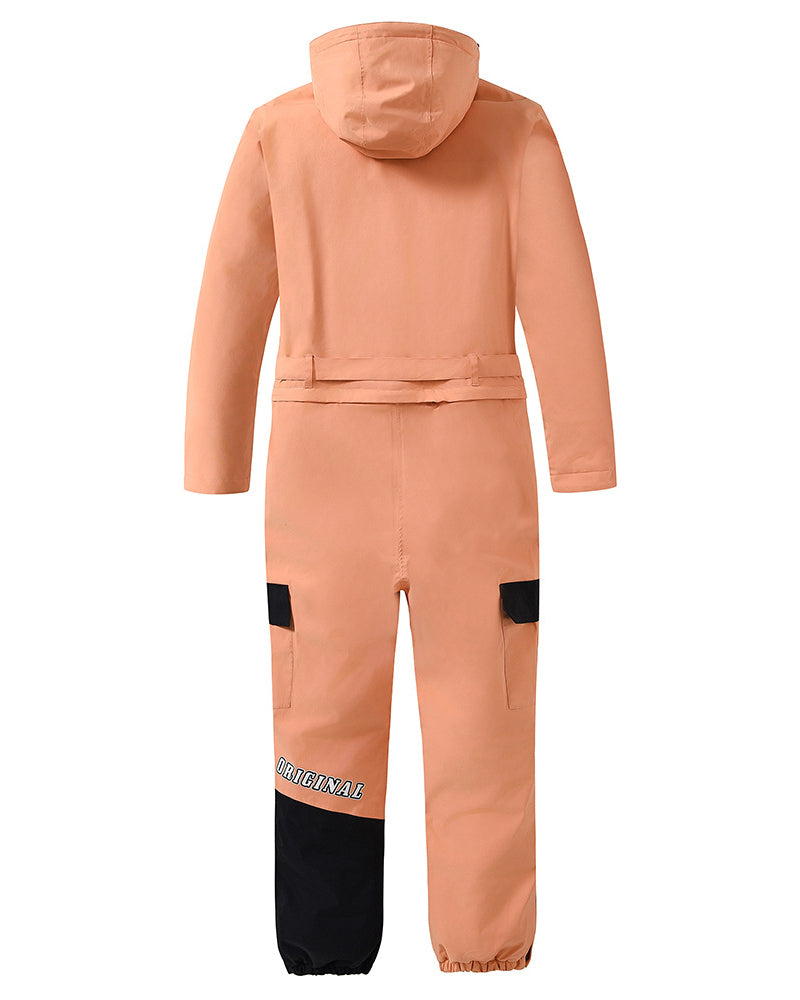 Ski Wear Color Block Thickened Unisex Jumpsuit Snow Suit