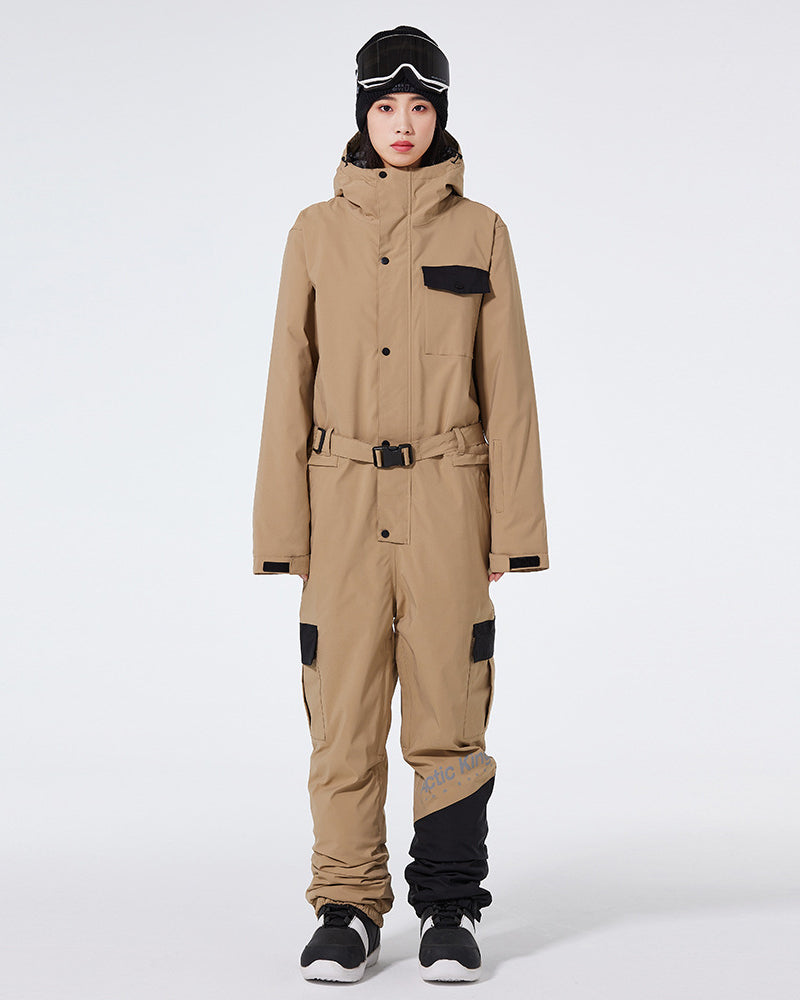 Ski Wear Color Block Thickened Unisex Jumpsuit Snow Suit