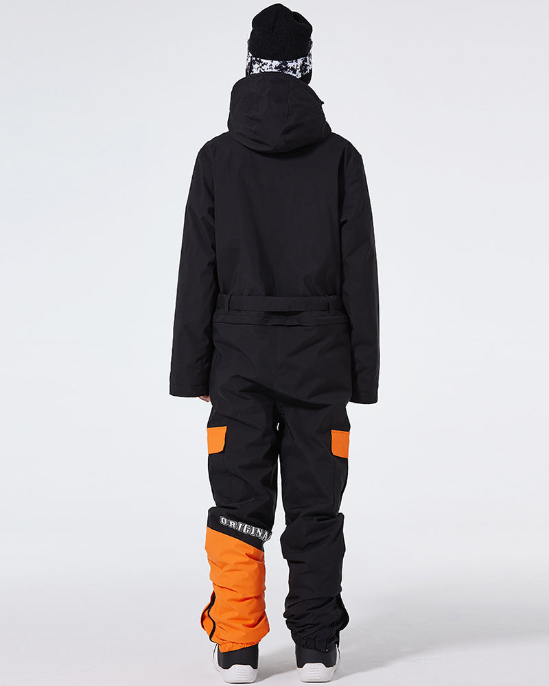 Ski Wear Color Block Thickened Unisex Jumpsuit Snow Suit