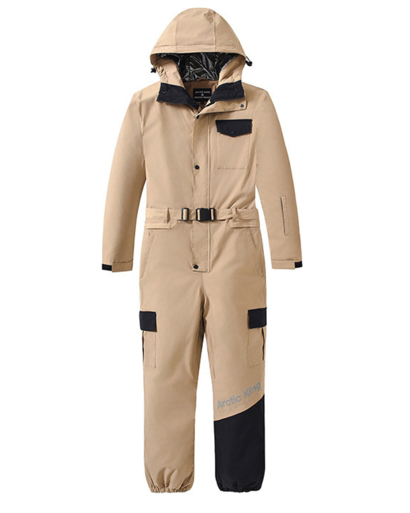 Ski Wear Color Block Thickened Unisex Jumpsuit Snow Suit