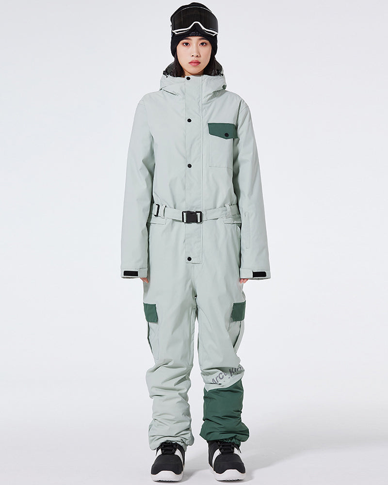 Ski Wear Color Block Thickened Unisex Jumpsuit Snow Suit