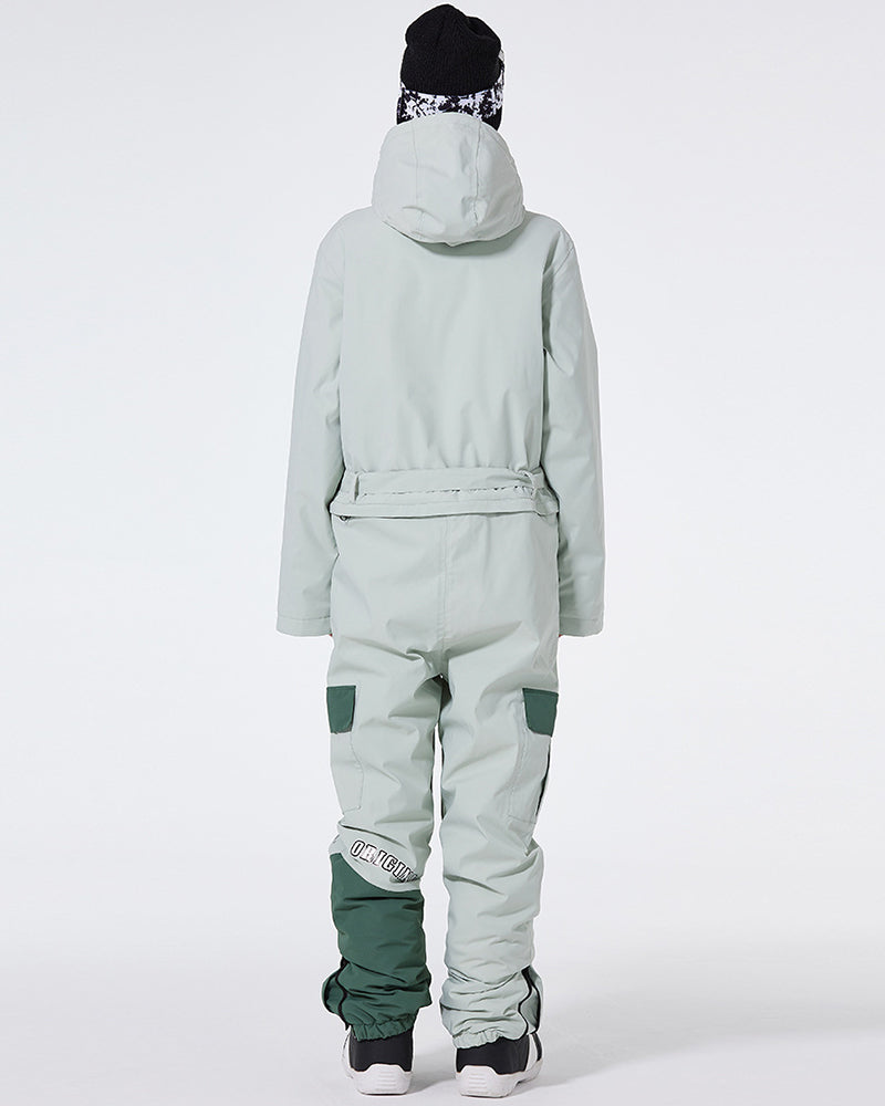 Ski Wear Color Block Thickened Unisex Jumpsuit Snow Suit