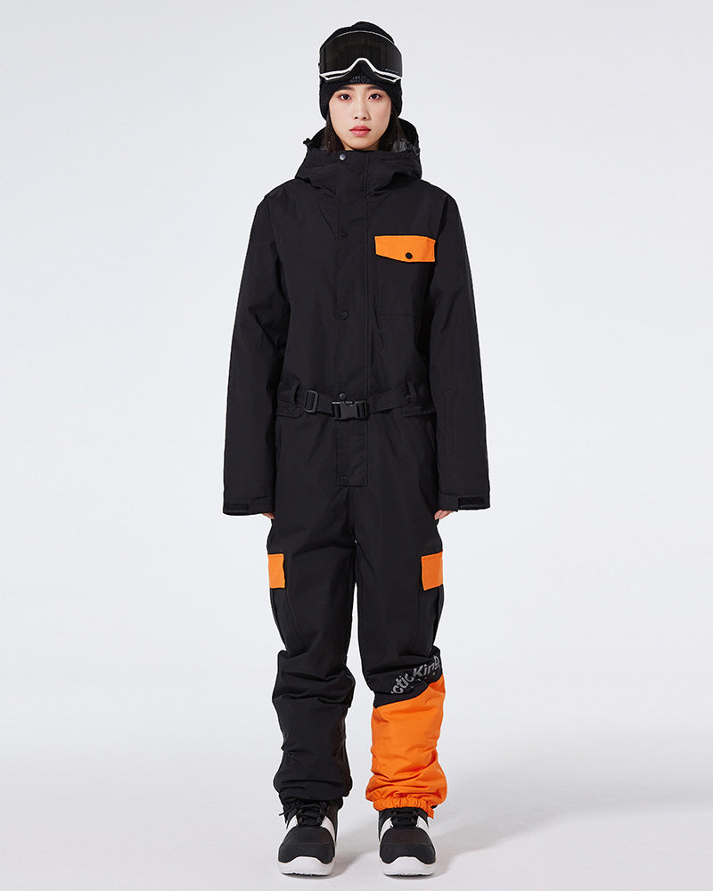 Ski Wear Color Block Thickened Unisex Jumpsuit Snow Suit