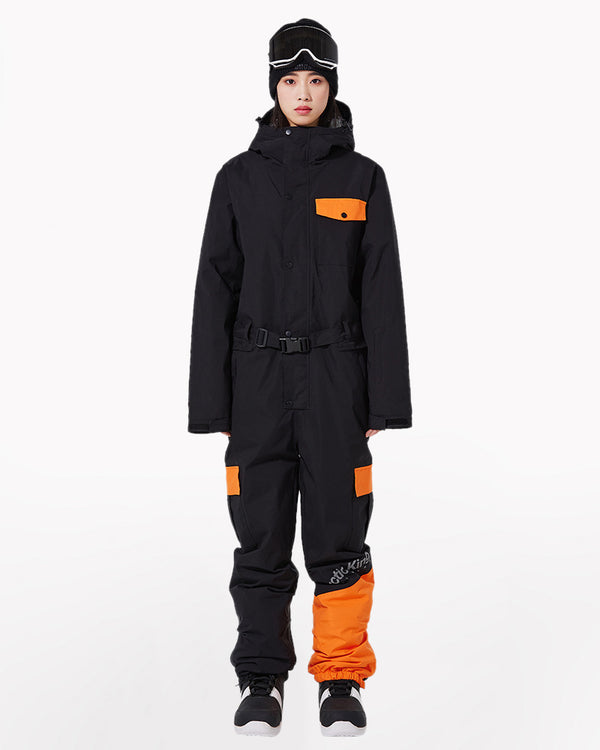 Ski Wear Color Block Thickened Unisex Jumpsuit Snow Suit