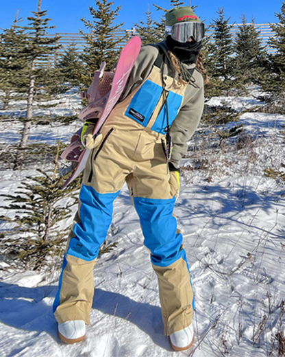 Ski Wear Snowboarding Color Block Ski Bibs -Unisex