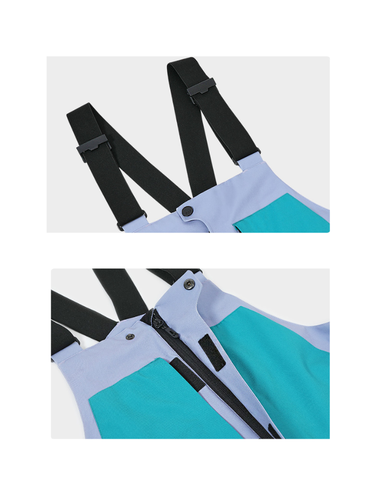 Ski Wear Snowboarding Color Block Unisex Ski Bibs