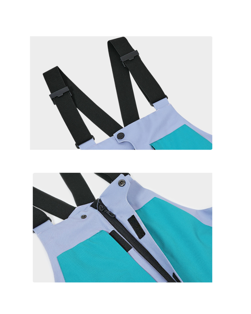 Ski Wear Snowboarding Color Block Ski Bibs -Unisex
