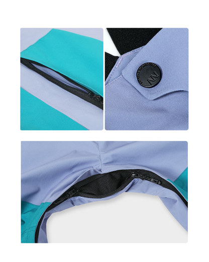Ski Wear Snowboarding Color Block Ski Bibs -Unisex