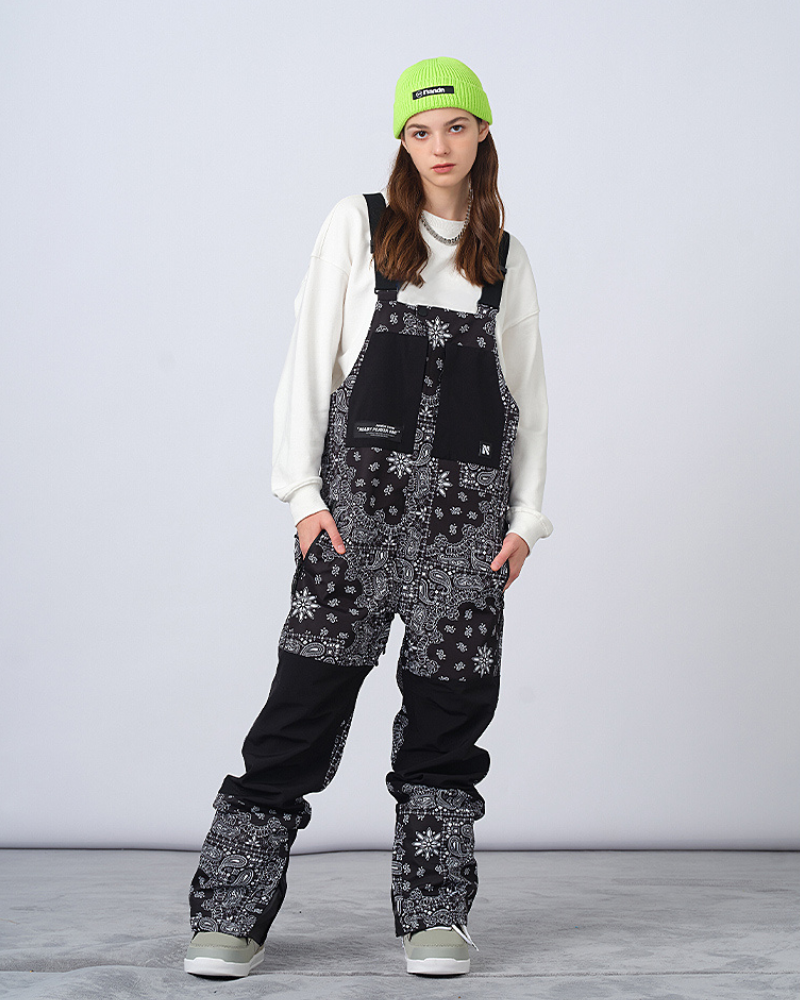 Ski Wear Snowboarding Color Block Ski Bibs -Unisex