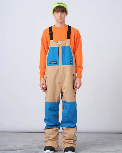 Ski Wear Snowboarding Color Block Ski Bibs -Unisex