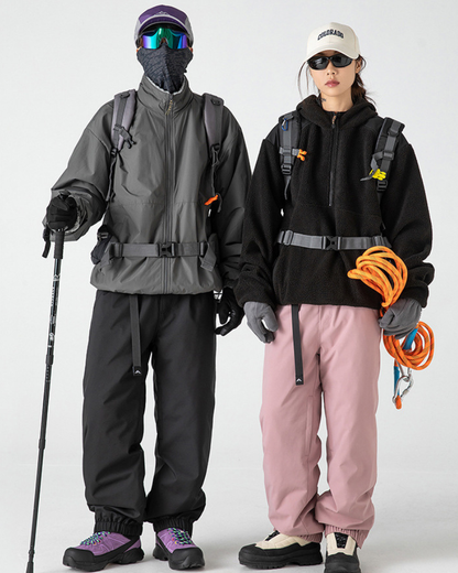 Winter Outdoor Fleece-Lined Hardshell Down Hiking|Ski Pants