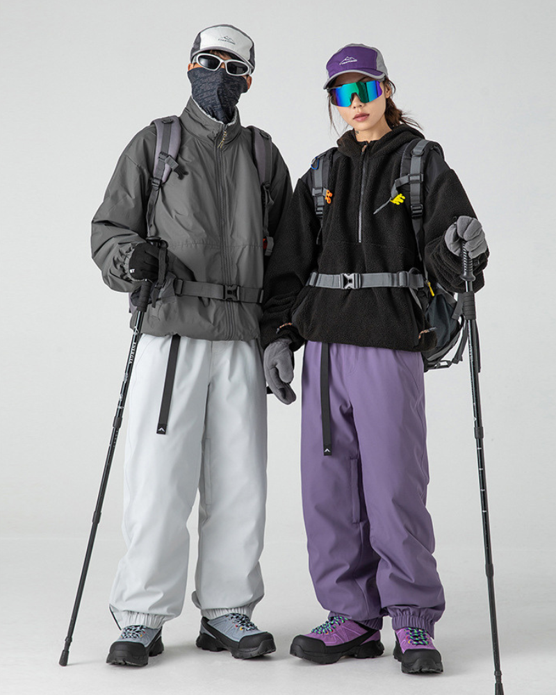 Winter Outdoor Fleece-Lined Hardshell Down Hiking|Ski Pants