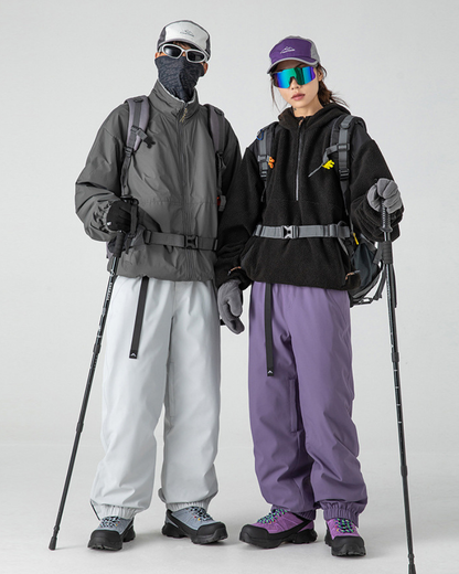 Winter Outdoor Fleece-Lined Hardshell Down Hiking|Ski Pants