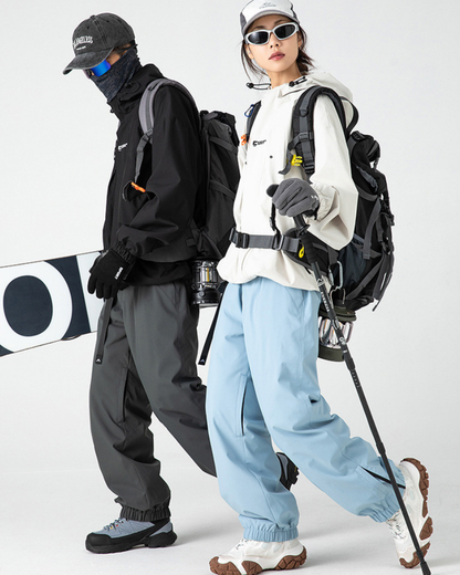 Winter Outdoor Fleece-Lined Hardshell Down Hiking|Ski Pants