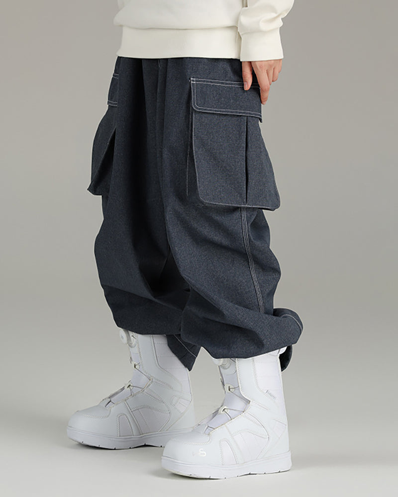 Ski Wear Snowboarding Denim Cargo Snow Pants -Unisex