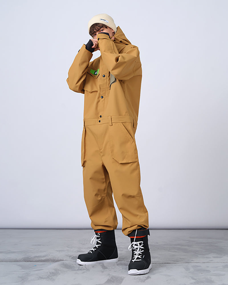 Ski Wear Color-blocking Pockets Unisex Jumpsuit Snow Suit