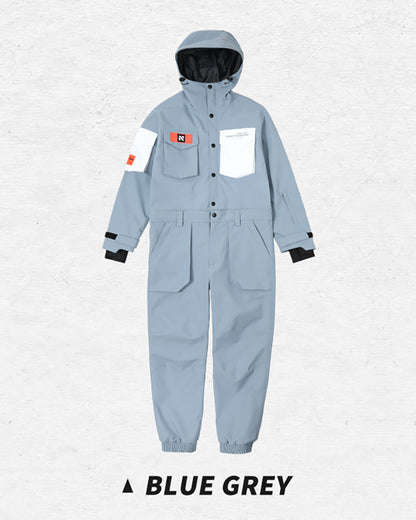 Ski Wear Color-blocking Pockets Jumpsuit Snow Suit -Unisex