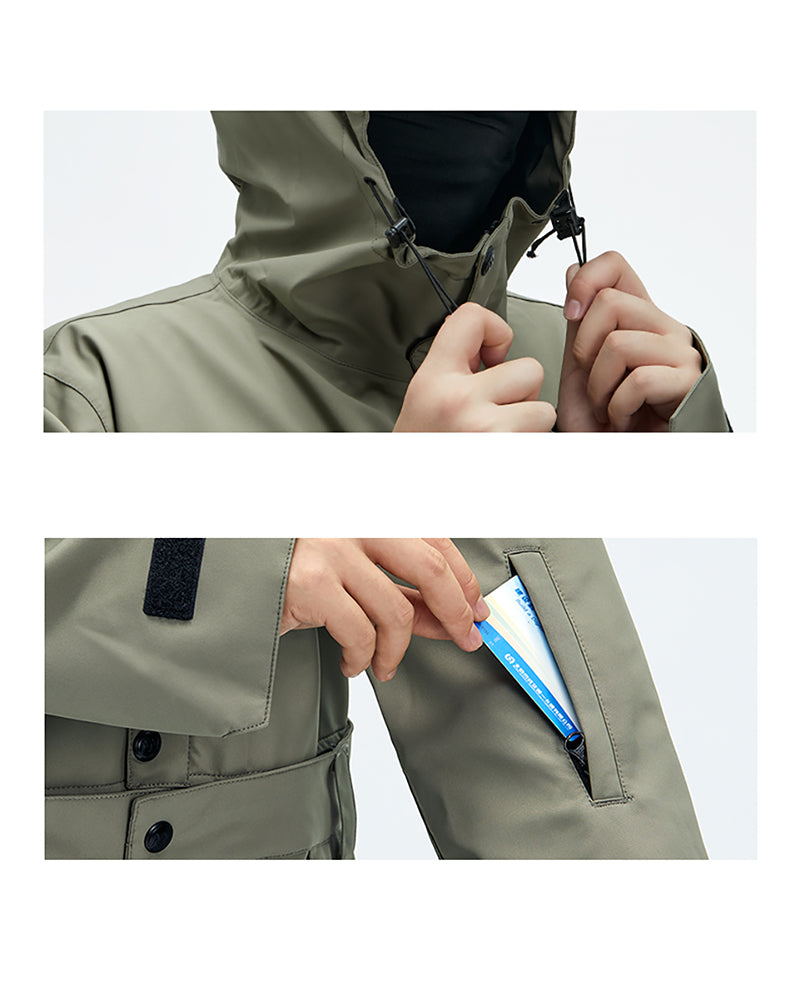 Ski Wear Color-blocking Pockets Jumpsuit Snow Suit -Unisex